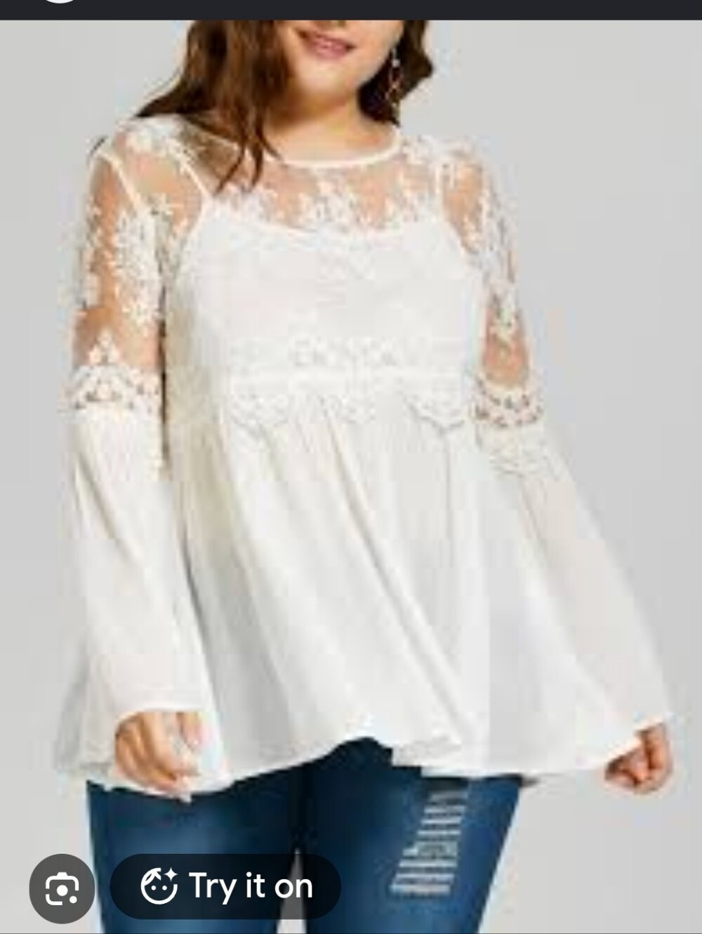 TORRID 2x White Lace Yoke Flowy Tunic Top